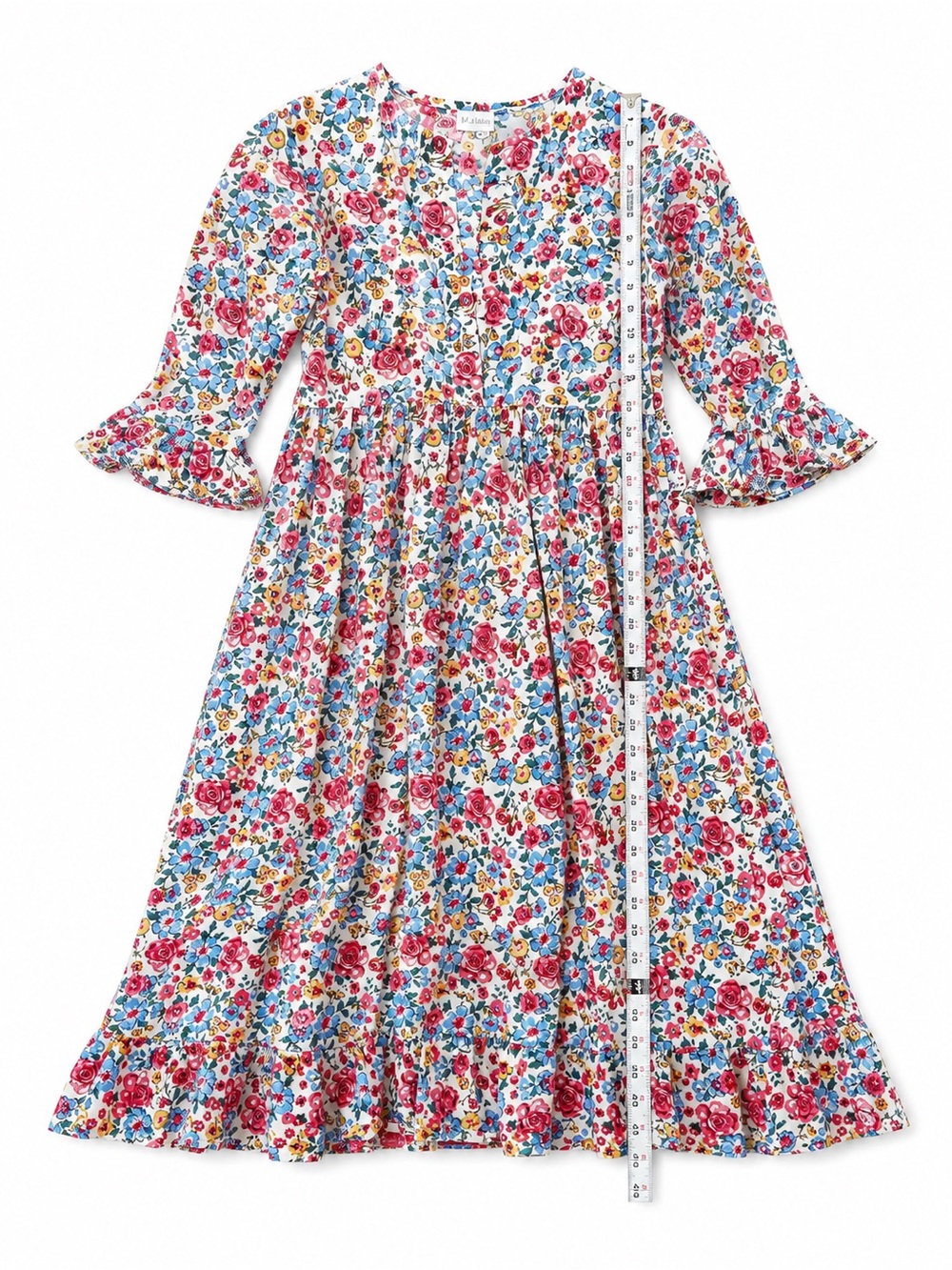 Pink Lemon Floral Cottage Midi Dress Romantic Boho Size Small Organic Cotton - Picture 4 of 8